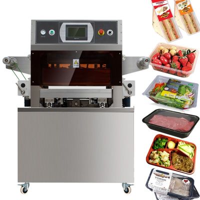 품질  semi automatic food modified atmosphere vacuum tray sealer map vacuum tray sealing machine with gas filling 공장
